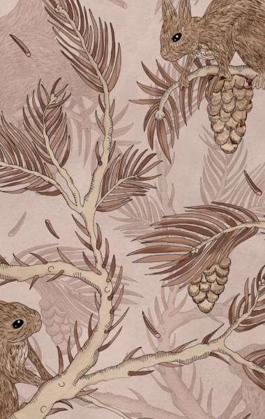 Sandberg Tapete Squirrel mountain Pink
