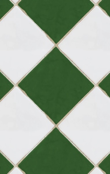 Rebel Walls Tapete Checkered Tiles White & Green